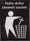 Halte deine Umwelt sauber / Kreuz in M�ll - Aufn�her